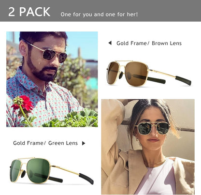 Men'S Military Style Polarized Pilot Aviator Sunglasses Bayonet Temples