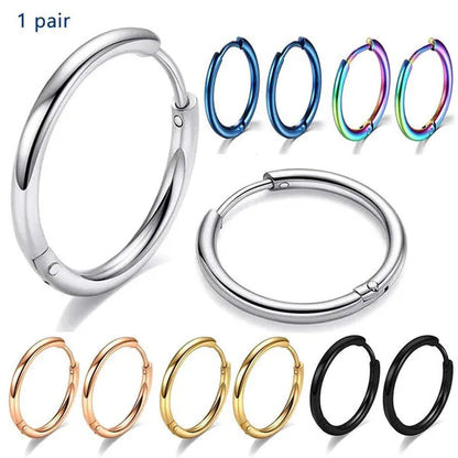 8Mm to 25Mm Unisex Stainless Steel Hoop Earring，Stainless Steel Ear Hoops Punk Style Ear Cartilage Hoop Earrings for Men and Women - WORLD TIME VISITS