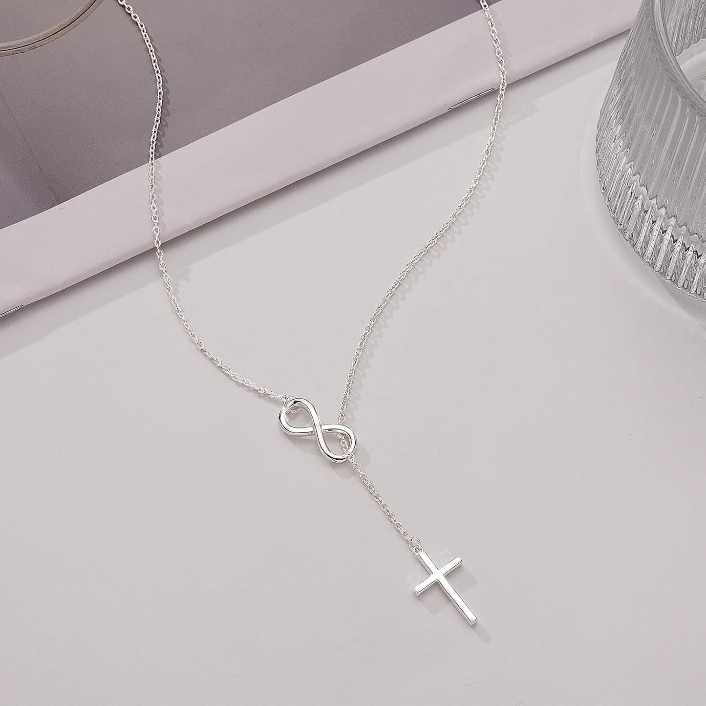 Infinity Cross Necklace for Women, Unique Trendy Fahion Cross Jewelry Gifts, Non Tarnish & Waterproof Dainty Simple Gold Cross Pendant, Christian Religious Easter Faith Accessories Jewelry Gifts