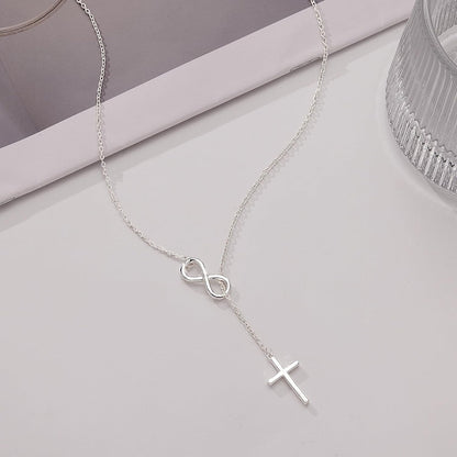 Infinity Cross Necklace for Women, Unique Trendy Fahion Cross Jewelry Gifts, Non Tarnish & Waterproof Dainty Simple Gold Cross Pendant, Christian Religious Easter Faith Accessories Jewelry Gifts