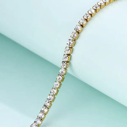 Women's Chain Bracelets 14K Gold Plated Cubic Zirconia Classic Tennis Bracelet Gold Bangle for Lady AD1174
