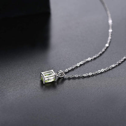 Women Pendant Necklace Sterling Silver Solid 925 Setting Cushion Cut 7X5Mm Natural Gemstone Birthstone Pendants Rhodium Plated Classic Fine Jewelry for Her
