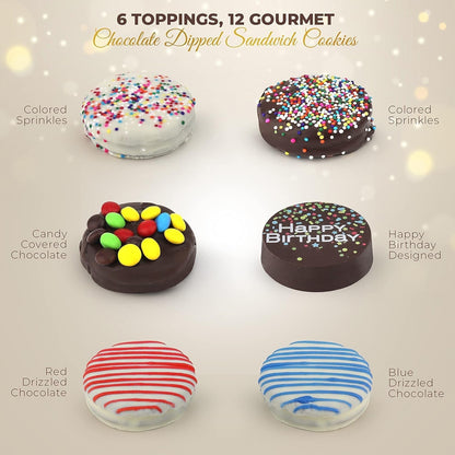 Birthday Cookies Gift Basket for Men and Women – Gourmet Chocolate Cookies, Happy Birthday Treats for Food Gifts by , 12 Count Chocolate Gift Box