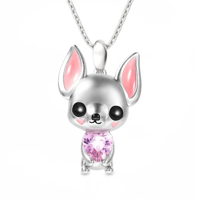 Creative Cartoon Axolotl Animal Heart Shape Diamond Crystal Pendant Necklace Exquisite Women's 925 Silver Necklace Princess Pendant Panda Snowman Necklace Engagement Wedding Accessories Party Jewelry Birthday Gift