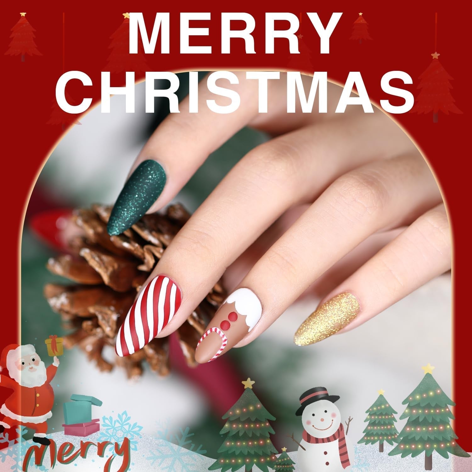 Christmas Day Gel Nail Polish Set - 10 Colors Gel Polish Set Red White Green Gold Silver Glitter Sparkle Gel Nail Kit Soak off Nail Art Manicure DIY Gifts for Women Classic - WORLD TIME VISITS