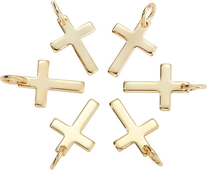 10 Pcs Craft Supplies Real 18K Gold Plated Beads Charms Pendants Cross Charms for Jewelry Making Crafting - WORLD TIME VISITS