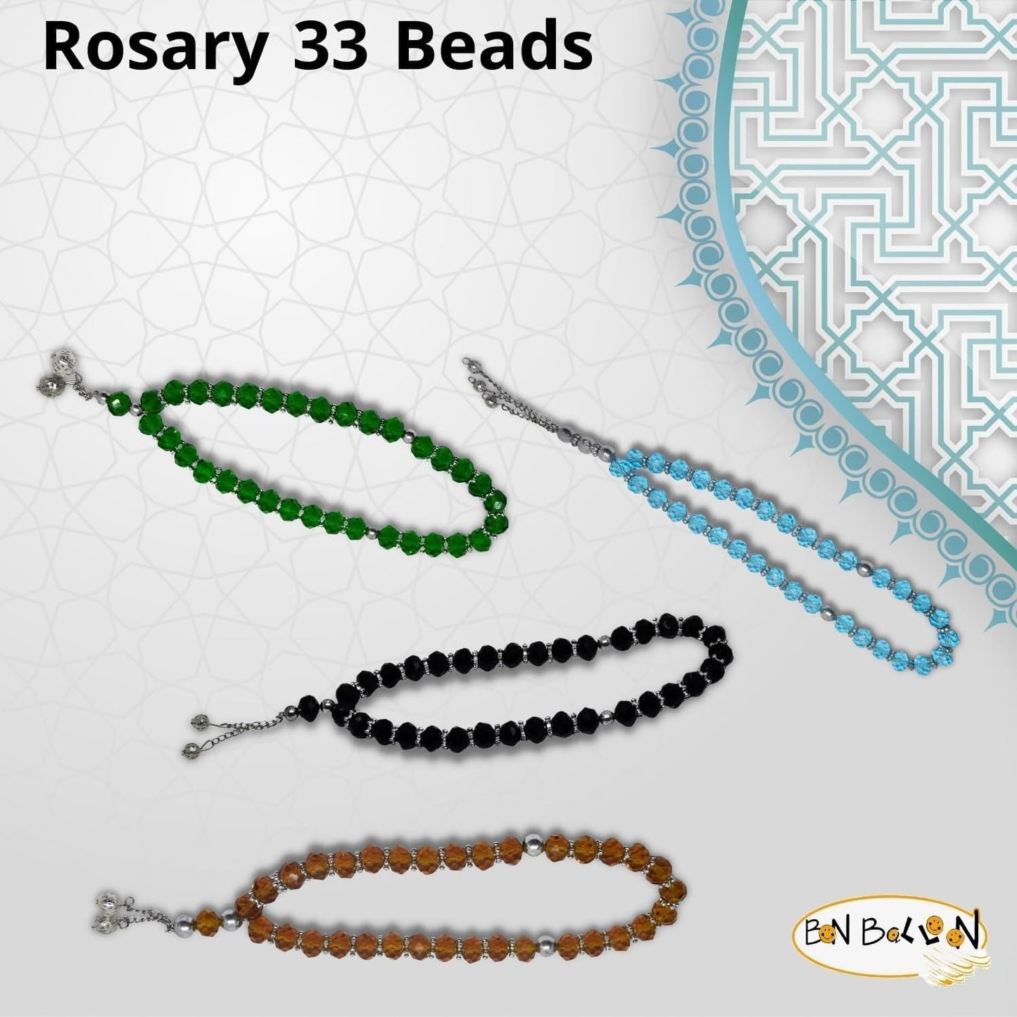 Lot 10 Crystal Tasbeeh Sebha Tasbih Sibha Subha Rosary Masbaha Muslim Islamic Islam Worry Bead Prayer Beads 33 Handmade Salah Salat Namaz Allah Muhammad Zikr Dhikr Thikr Random Assortment