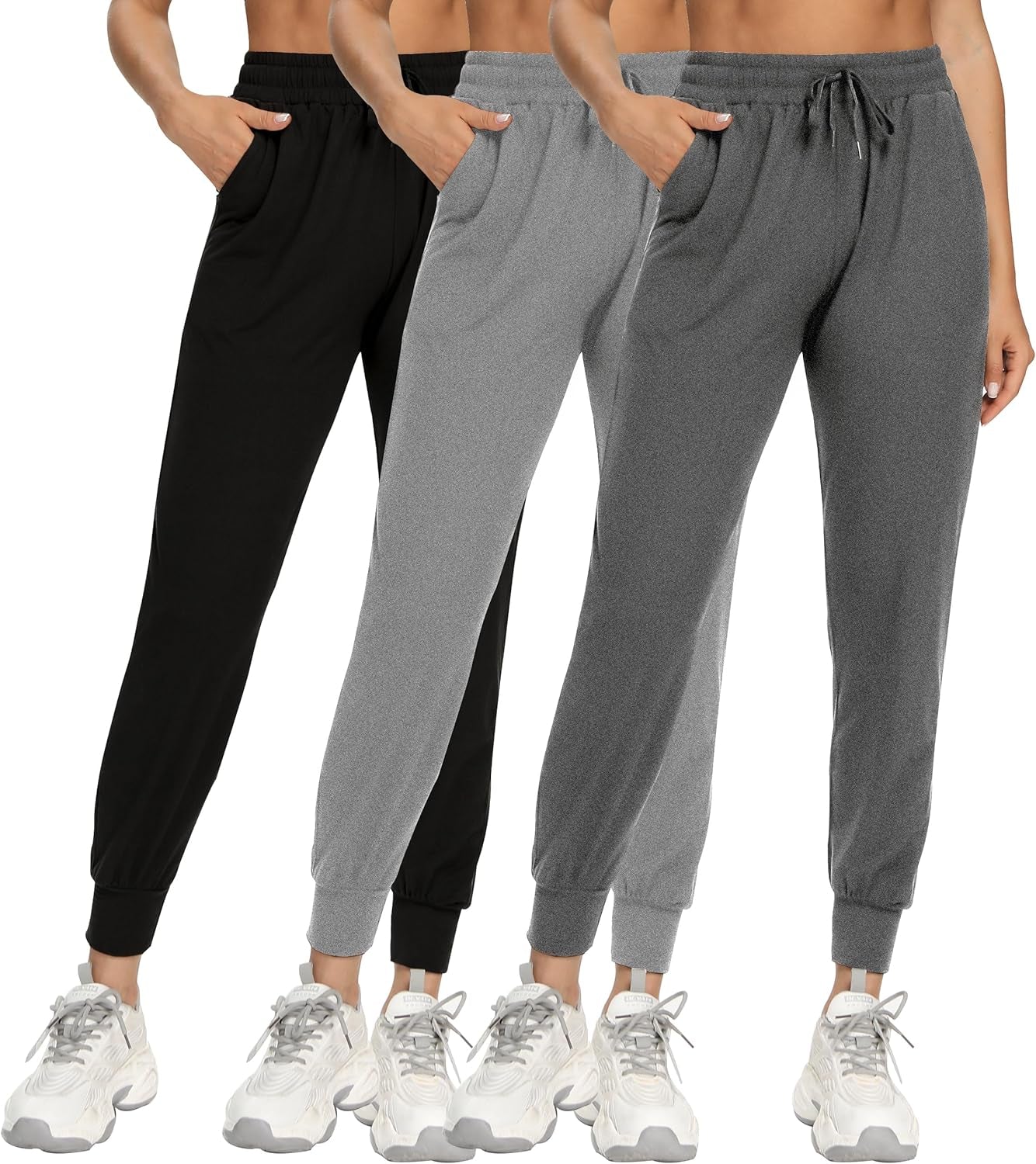 3 Pack Sweatpants for Women-Womens Joggers with Pockets Athletic Leggings for Workout Yoga Running - WORLD TIME VISITS