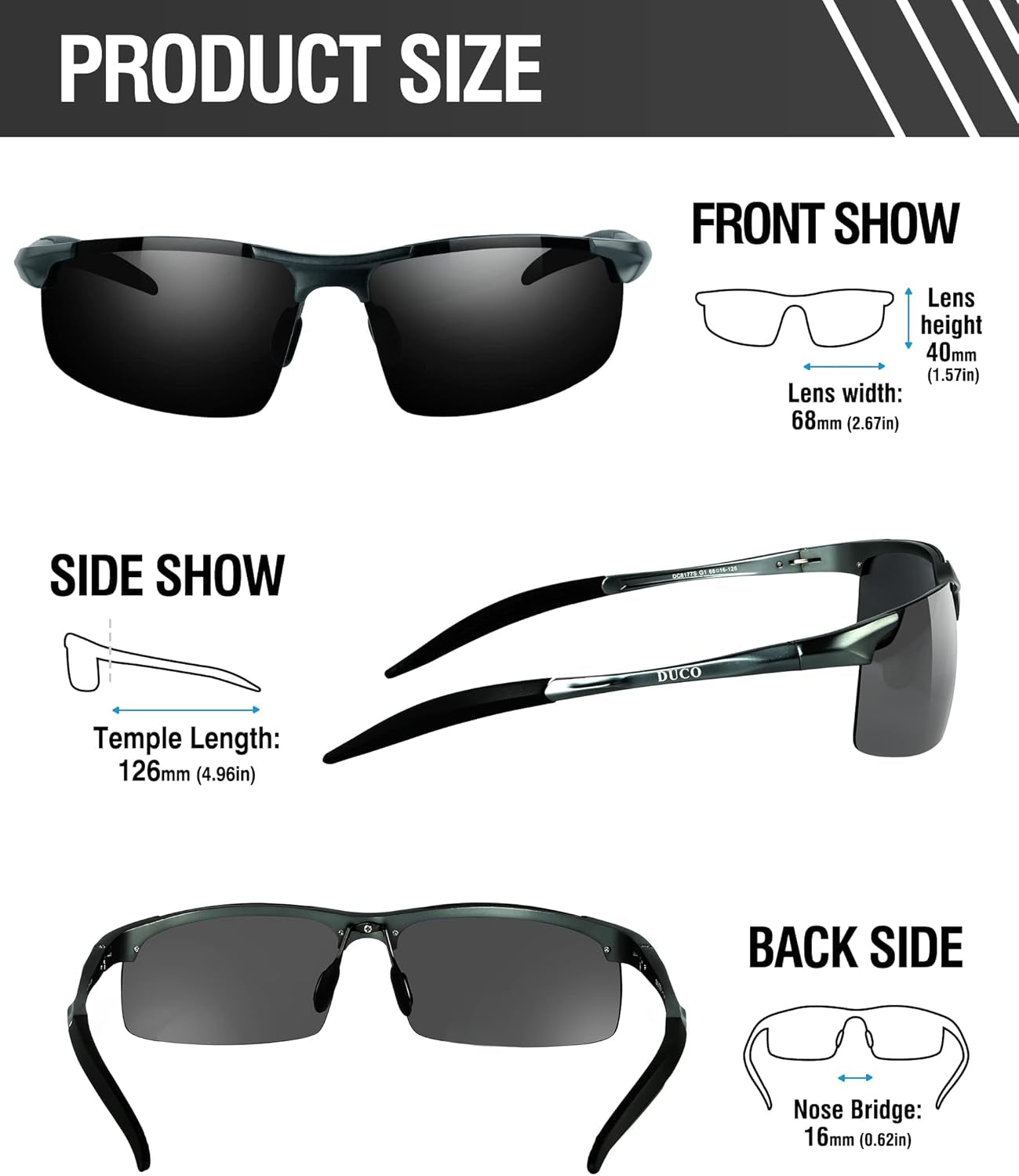 Mens Sports Polarized Sunglasses UV Protection Sunglasses for Men 8177S