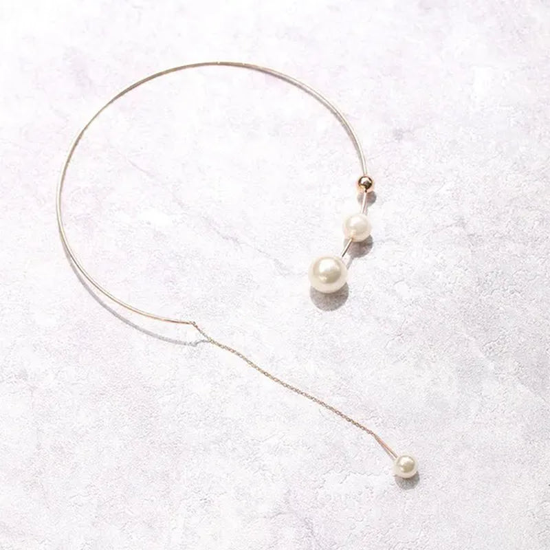 1Pcs Pearl Choker Necklace Elegant Big White Imitation Pearl Choker Necklace Clavicle Chain Fashion Necklace for Women Wedding Jewelry Collar