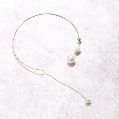 1Pcs Pearl Choker Necklace Elegant Big White Imitation Pearl Choker Necklace Clavicle Chain Fashion Necklace for Women Wedding Jewelry Collar