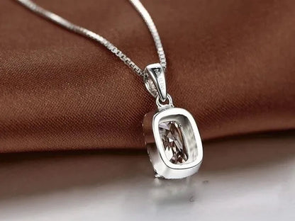 18K White Gold GP AAA CZ Zircon Citrine Pendant Necklace Earrings Princess Cut Drop Earring Jewellery Set