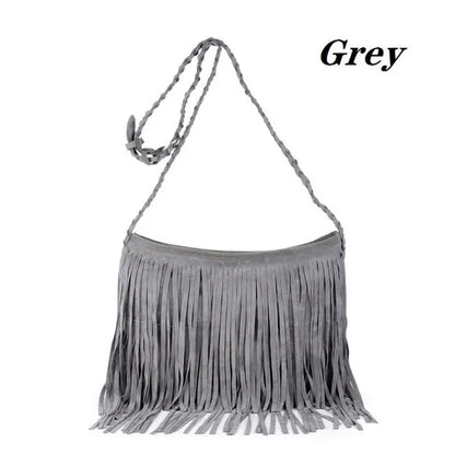 Womens Fashion Faux Suede Fringe Tassel Shoulder Bag Beach Handbags Messenger Bag（6 Colors）