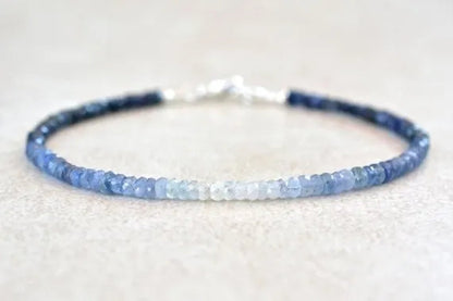 September Birthstone Bracelet, Ombre Sapphire Gemstone Bracelet, Natural Blue Sapphires, Bead Bracelet, Birthstone Bracelet