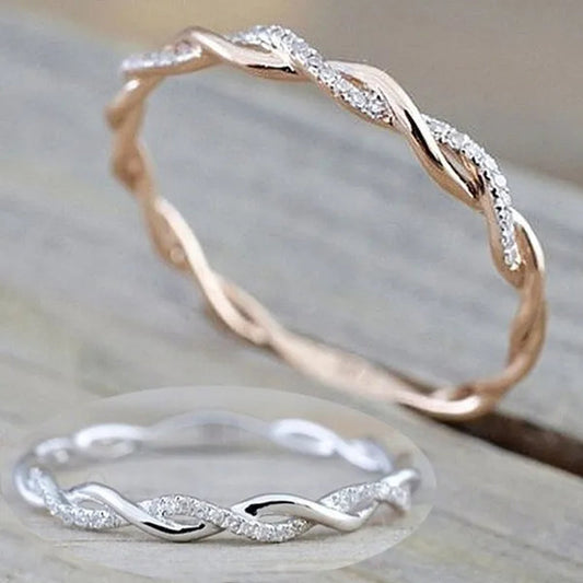 Diamond Ring Engagement Ring  Diamond Anniversary Twined Vine Simple Infinity Eternity Ring Bridal Women Promise Ring Anniversary Gold Wedding Bands Size 4-10 - WORLD TIME VISITS