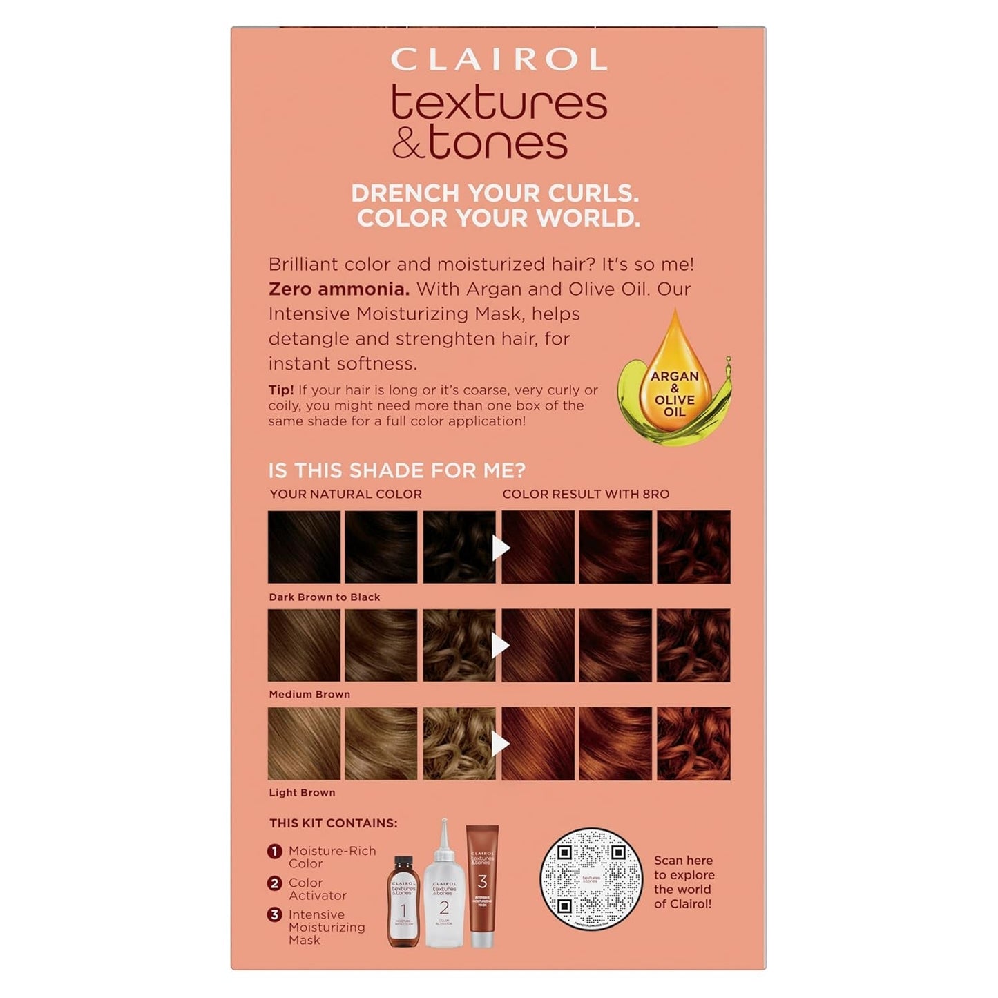 Textures & Tones Permanent Hair Dye, 8RO Sunset Copper Hair Color, Pack of 1