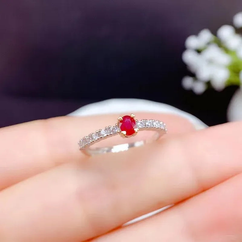 CoLife Jewelry 3mm * 4mm Natural Ruby Ring for Daily Wear 100% Natural Ruby Silver Ring 925 Silver Ruby Jewelry
