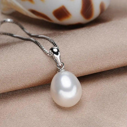 Classic 925 Sterling Silver Chain with Natural Cultured Pearl Pendant Necklace for Women Fine Jewelry Gifts FEIGE