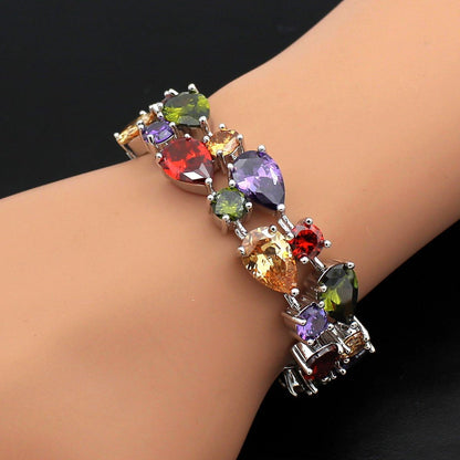 Classic Ladies Bracelet Garnet White Topaz Amethyst Citrine Peridot Pink Topza 7 Inches - WORLD TIME VISITS