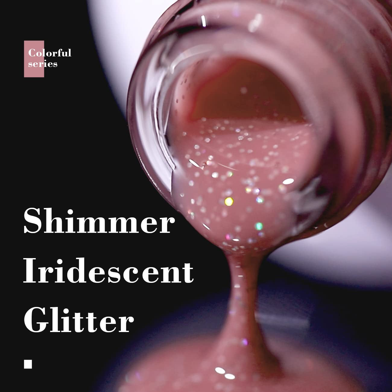 Nail Polish Nude Glitter Rose Pink Jelly Shimmery Iridescent Rainbow Pigments Sparkly Red Pink Translucent Natural Gel Polish Soak off UV LED Cured 15Ml Single Bottle