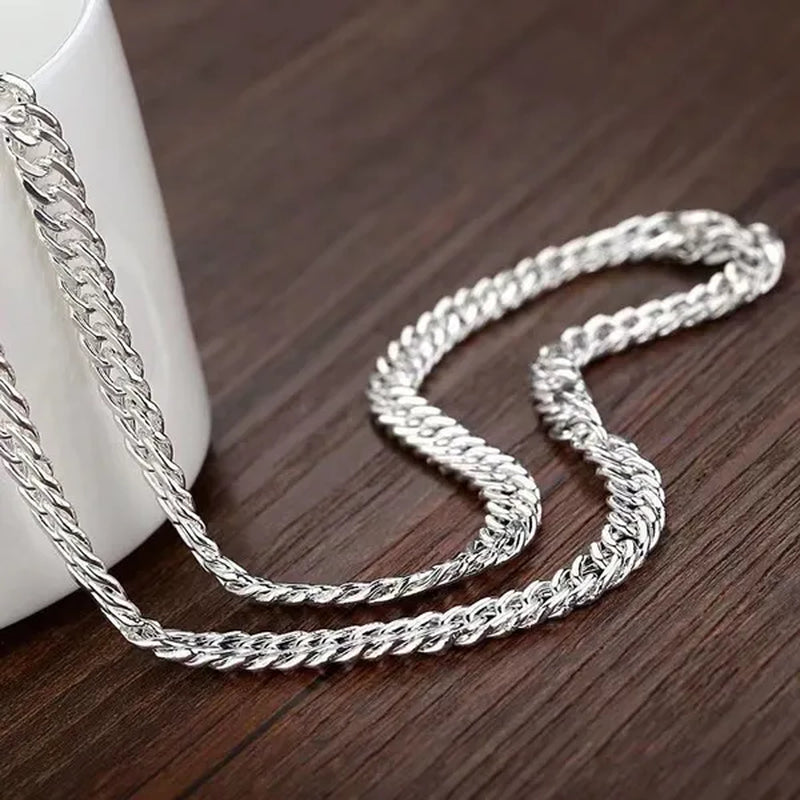 Solid 925 Sterling Silver Men's 10mm Noble Luxury Charm Fashion Chain Necklace