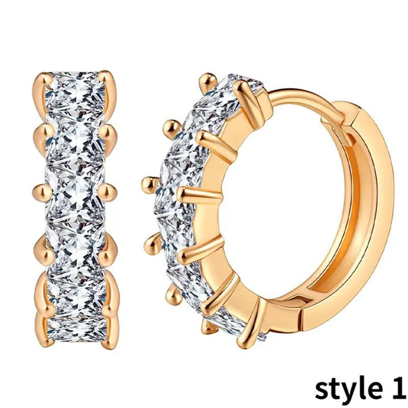Gold Hoop Earrings for Women 14K Gold Plated Earrings Silver Cubic Zirconia Statement Hoop Earrings