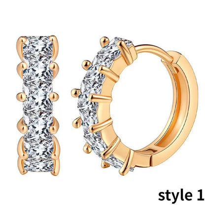 Gold Hoop Earrings for Women 14K Gold Plated Earrings Silver Cubic Zirconia Statement Hoop Earrings