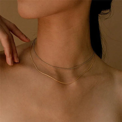 Fashion 925 Sterling Silver Italian Crafted 2MM Golden Snake Chain Necklace Minimalist DIY Chain Accessories