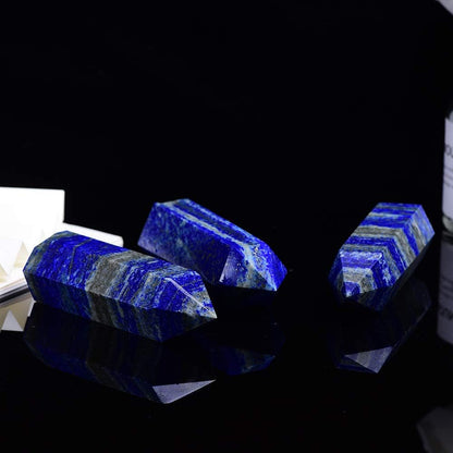 Blue Lapis Lazuli Natural Healing Crystal Wands Height 2"-2.4", 6 Faceted Prism Wand Reiki Chakra Stone, Natural Quartz