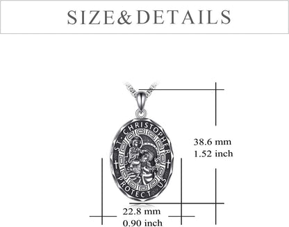 Patron Saint Necklace Sterling Silver Amulet Medal Pendant Religious Protector Jewelry Gifts for Women Men
