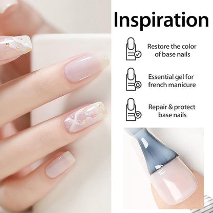 Milky White Gel Nail Polish 15Ml Nude Gel Polish Clear Jade White Translucent Soak off U V Sheer Neutral Gel Nail French Manicure for Nail Art Gel 0.5Oz