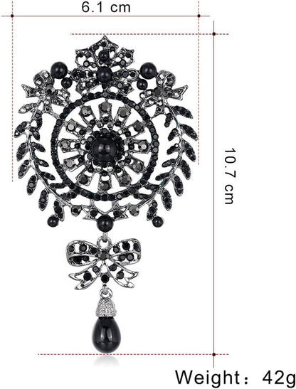 N a European and American Creative Personality Diamond-Studded Pearl Flower Brooch Fashion Clothing Tassel Water Drop Brooch (B)
