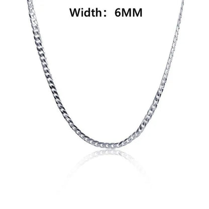 European Fashion Luxury Exaggeration Men's and Women's Bright 925 Sterling Silver Sideways Chain Necklace Exquisite Cuban Necklace Size Includes 16-30 inches