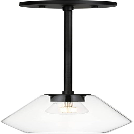 Glass Pendant Lighting, Modern 1 Light Kitchen Pendant Light Fixture Black Adjustable Pendant Lamp XB-P1228-MB
