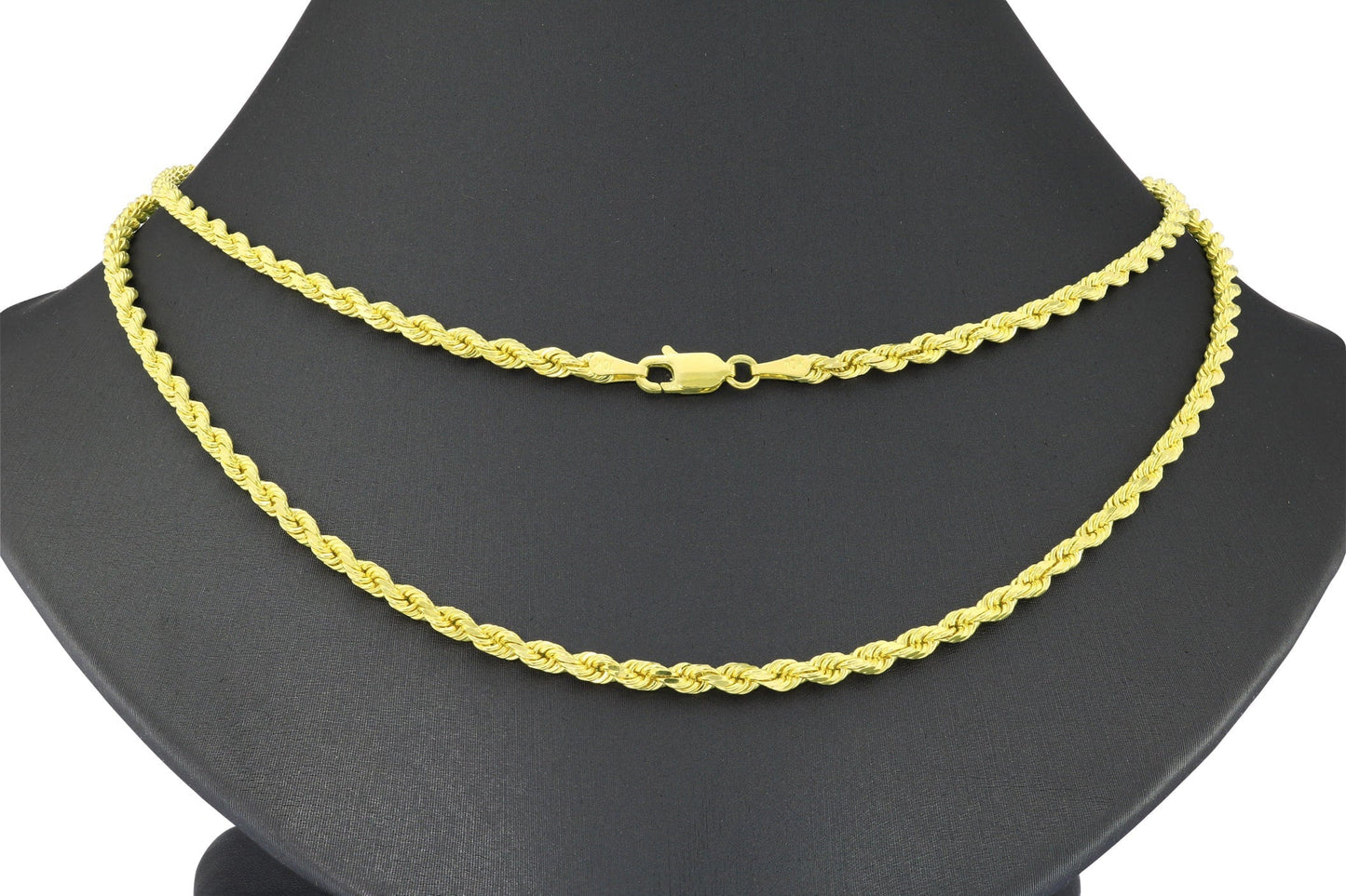 10K Yellow Gold 3Mm Diamond Cut Rope Chain Lightweight Necklace, Mens Womens Jewelry 16" - 30"