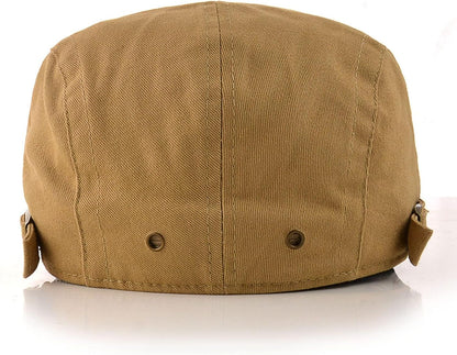 Men'S Beret Hat Cotton Buckle Adjustable Newsboy Hats Cabbie Gatsby Cap