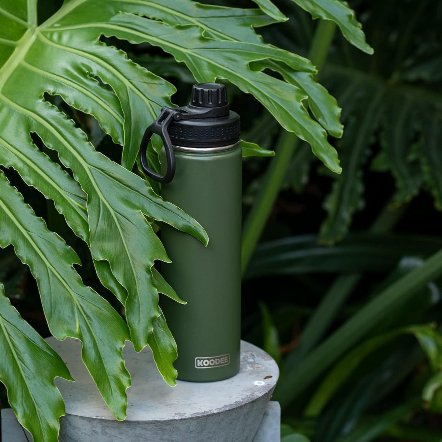 Insulated Water Bottle, 22 Oz Stainless Steel Double Wall Vacuum Wide Mouth Sport Bottle with Leakproof Spout Lid(Grass Green)