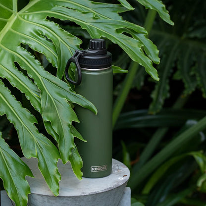 Insulated Water Bottle, 22 Oz Stainless Steel Double Wall Vacuum Wide Mouth Sport Bottle with Leakproof Spout Lid(Grass Green)