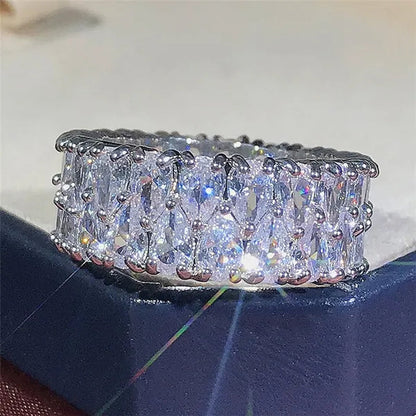 Engagement Ring White IF Diamond Jewelry Natural Gemstone Wedding Band Anniversary Gift Daily Casual Accessory Rings for Women Bride Size 5-10 - WORLD TIME VISITS
