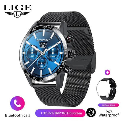 LIGE Newest Bluetooth Call Smart Watches for Men Sports Fitness Tracker Waterproof Smartwatch Large HD Screen Health Bracelet Montre Connecter
