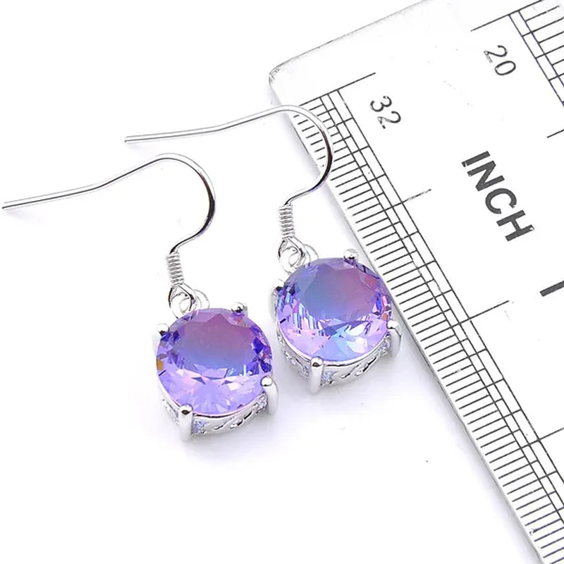 Luckyshine Dazzling Round Fire Bi-Colored Tourmaline Gemstone Silver Earrings Pendants Necklaces Jewelry Sets for Women