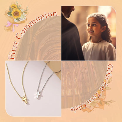 Cross Necklace for Women Girls, Dainty 14K Gold Silver Plated Cross Choker Pendant Jewelry Non Tarnish Waterproof Trendy Cute Simple Small Necklace Easter Christian Baptism Religious Faith Jewelry Gifts