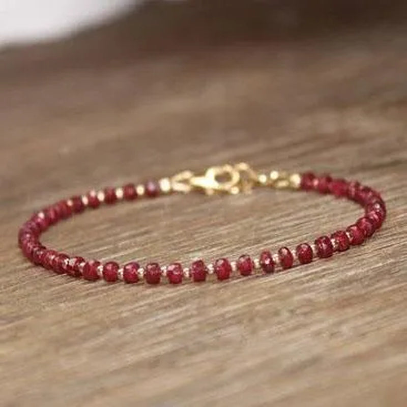 Ruby Bracelet Gold Filled Rose Gold or Sterling Silver Beads Bracelet