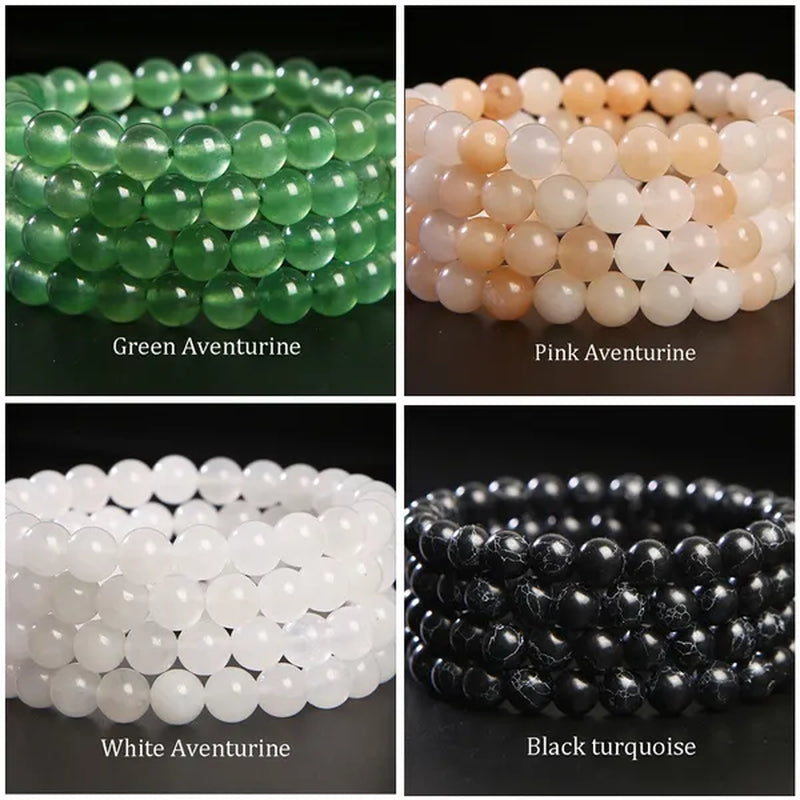 Hot Sale 6-8mm Unisex Natural Stone Bracelet Malachite/Tiger Eye/amethyst/agate/gemstone Bracelet Round Bead Elastic Bracelet Handmade Chakra Treatment Stone Jewelry Ladies Mens Girls