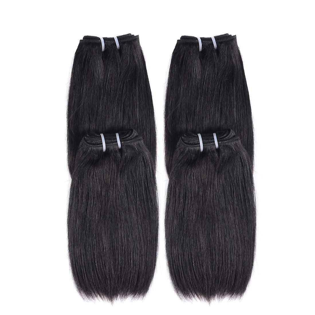 10 Inch Short Human Hair Bundles Natural Color 4 Bundles 12A Brazilian Virgin Hair 100% Unprocessed Straight Human Hair Bundles(10"10"10"10")