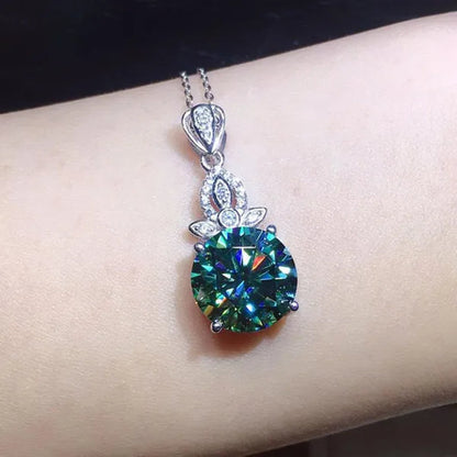 Fashion Jewelry Luxury 925 Sterling Silver Diamond Blue Green Gemstone Pendant Necklace For Women Wedding