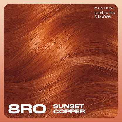 Textures & Tones Permanent Hair Dye, 8RO Sunset Copper Hair Color, Pack of 1
