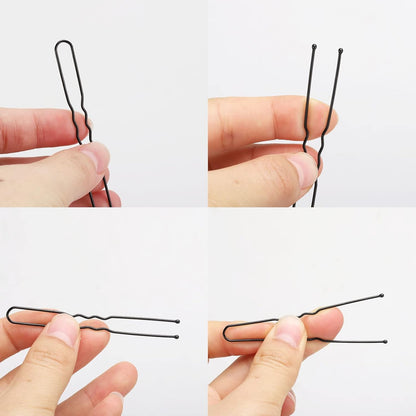 300 Hair Bun Bobby Pins U Shaped Pin Hair Grips to Clip Ballet Hair Net for Women 7 CM/2.8 Inch Black