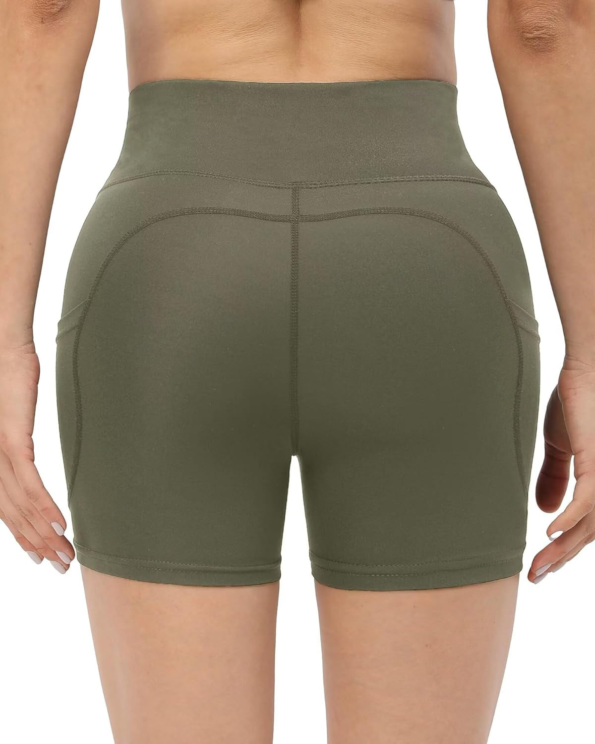 Workout Yoga Biker Shorts for Women with Pockets,Soft High Waisted Tummy Control Running Gym Shorts