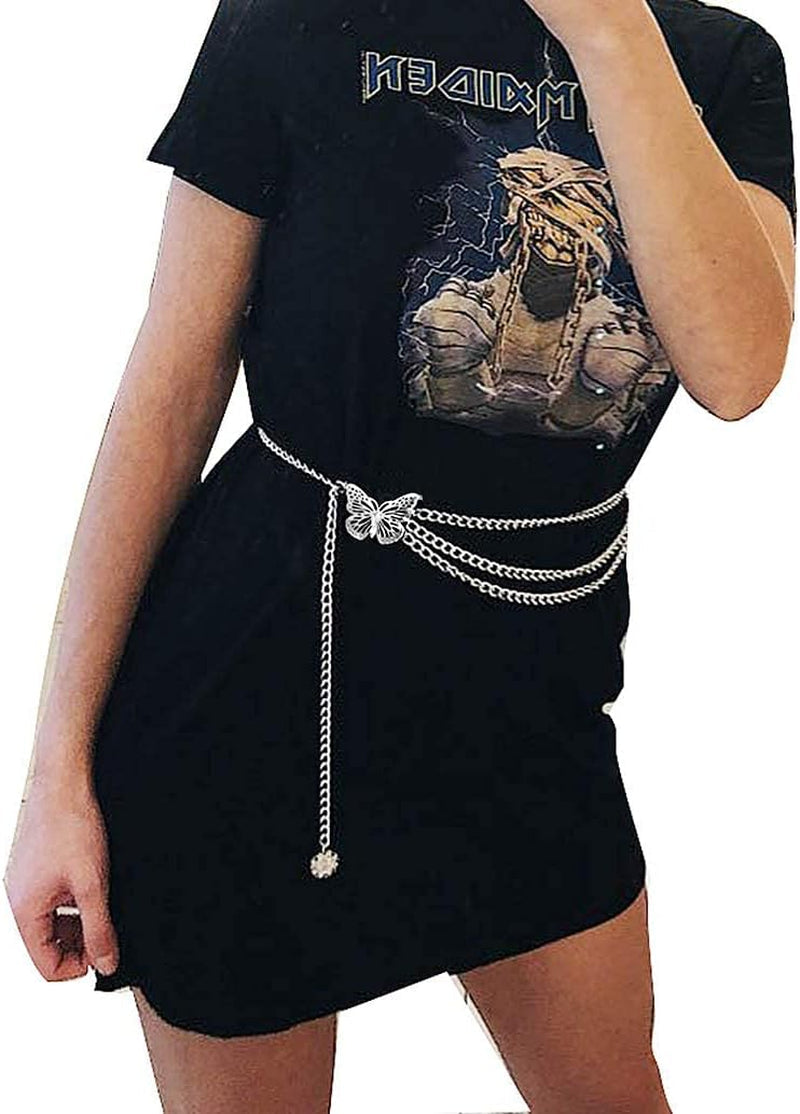 Women Long Tassel Waist Chain Belt Multilayer Body Belly Chain Metal Gold Silver Waist Chain Belt for Women Dress - WORLD TIME VISITS
